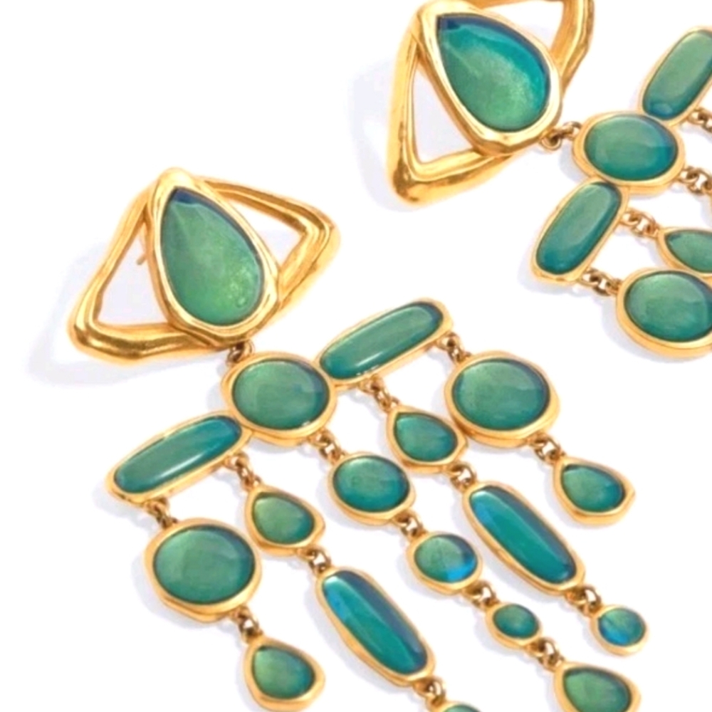 🌹Schiaparelli Green  eyes earrings - Picture 4 of 12